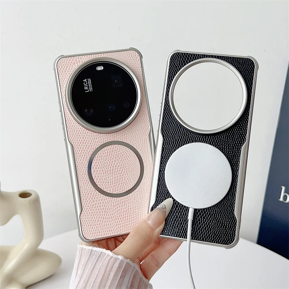 Luxury PU Magnetic Wireless Charging Protective Back Cover Case - Premium Design