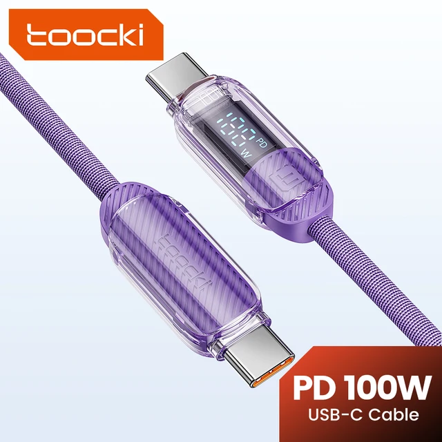 Toocki USB C to USB C Cable 100W 5A PD Fast Charge Charger Cord Type C to Type C Display Cable for Macbook Samsung Huawei Xiaomi