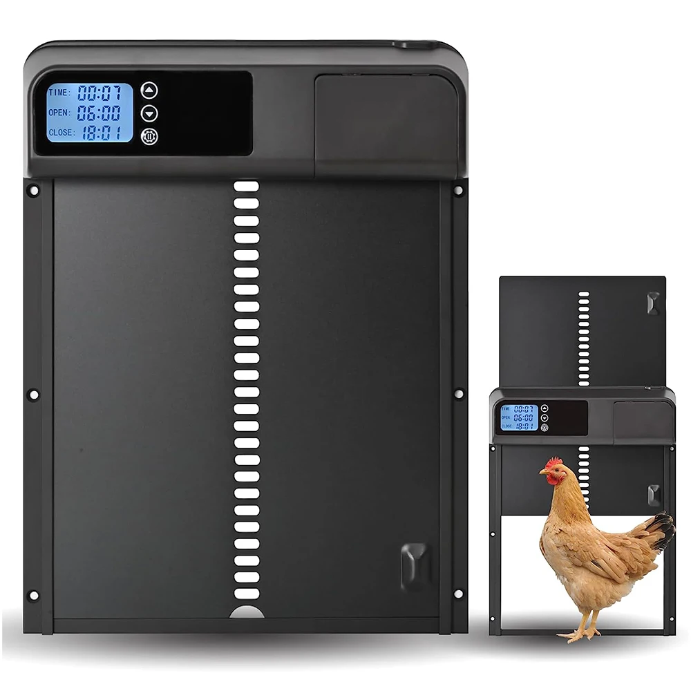 

Automatic Chicken Coop Door Opener Aluminum+Abs Intelligent Anti-Pinch Induction Waterproof Electric Poultry Gate Timer For Farm