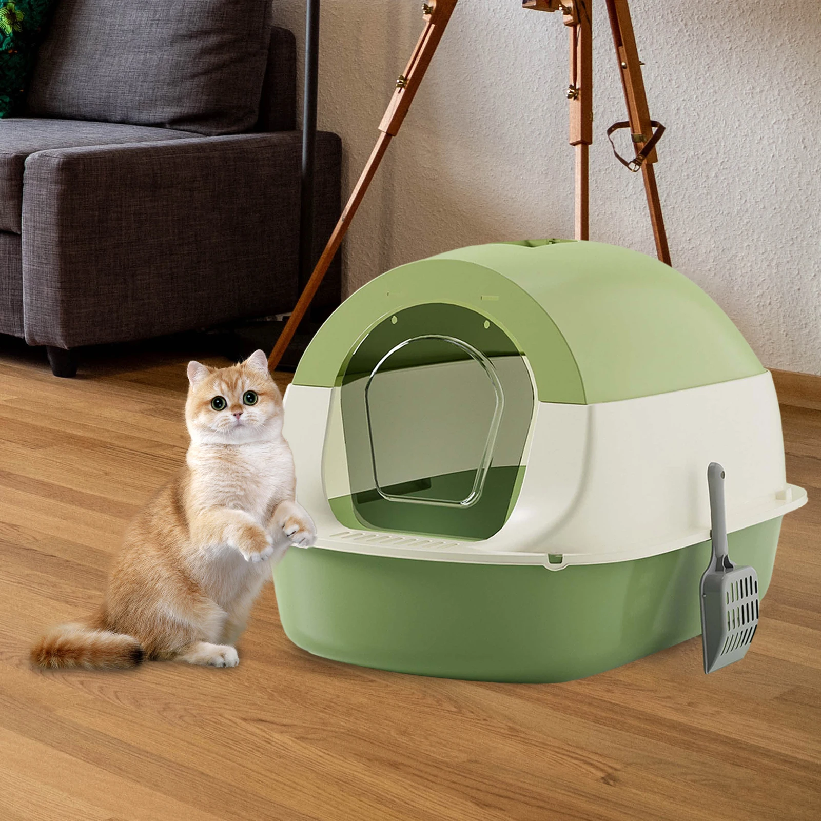 

Extra Large Fully Enclosed Cat Litter Box with Door Pet Cat Toilet Splash-Proof Deodorant Pet Cleaning Supplies Cat Litter Box