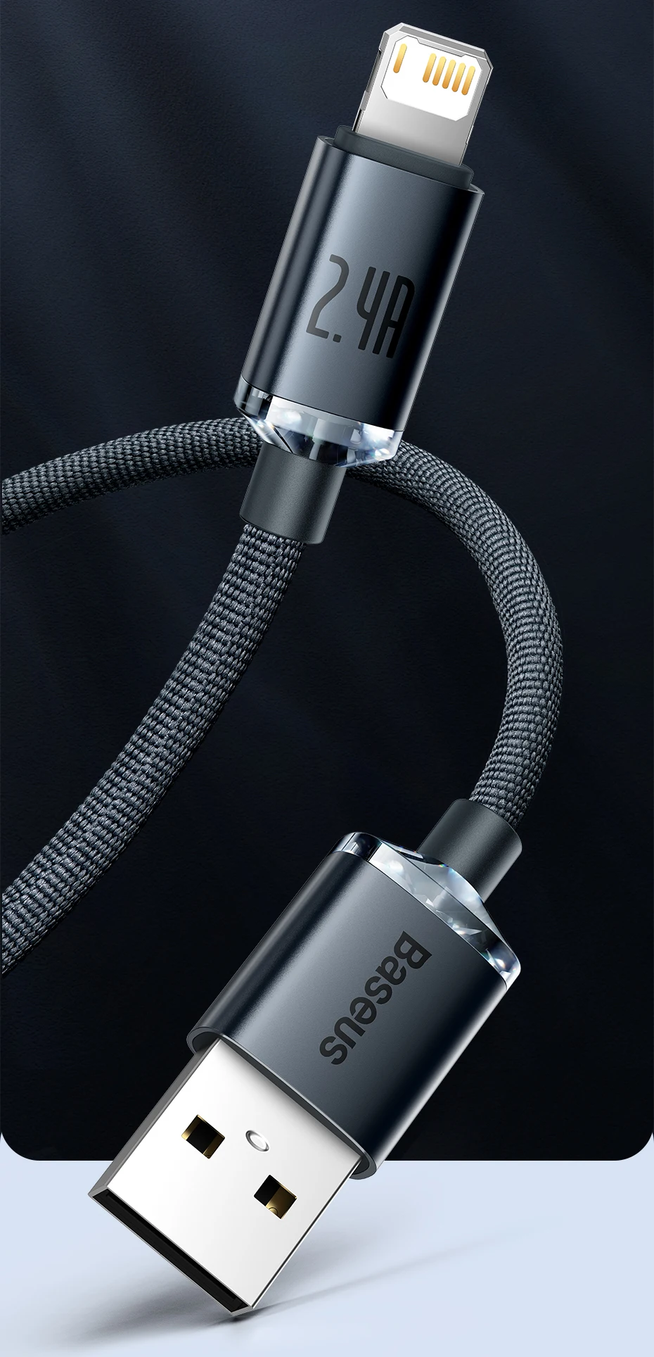 Baseus-Cabo de carregamento USB para iPhone, 2.4A,