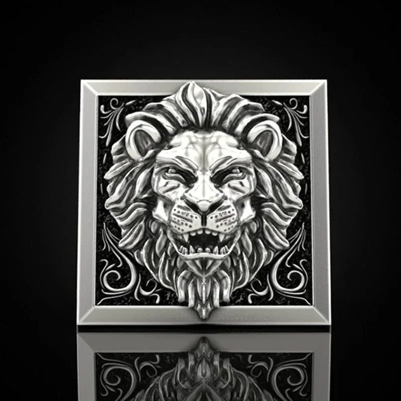 Personalized Lion Skull Ring Creative Invisible Box Storage Jewelry for Men and Women Distinctive Honor Charm Gift All Seasons finger rings,fashion rings,crystal rings