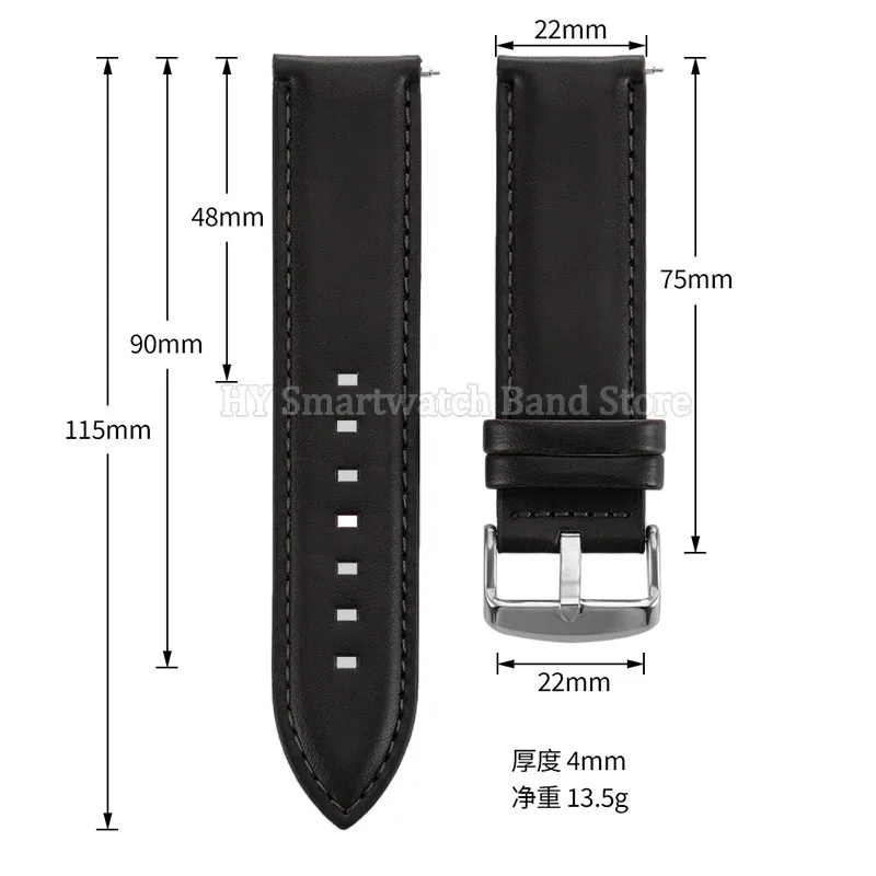 Vintage Brown Cowhide Leather Watch Band with Pin Buckle and Quick Release - Multiple Sizes Available