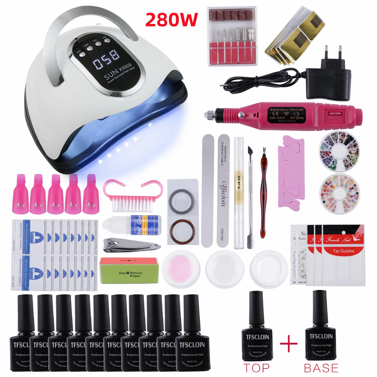 

Manicure Set with 280W Led Nail Lamp Dryer Gel Kit With 18 Gel Polish For Quick Building Nail Extensions Varnishes Tool