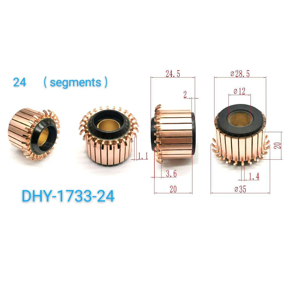 1Pc Motor Commutator 24P Teeth Copper Hook Type Electrical Motor Commutator 28.5 X12 X20(24.5) Mm Automation Transmission
