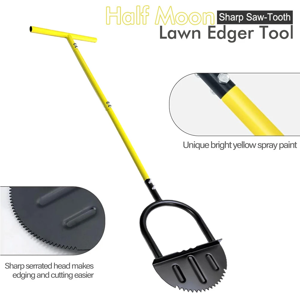 Half Moon Edger Trimming Shovel Manual Saw-Tooth Hand Lawn Trimming Tool with T-Grip Landscaping Edging Tools for Sidewalk Grass 5