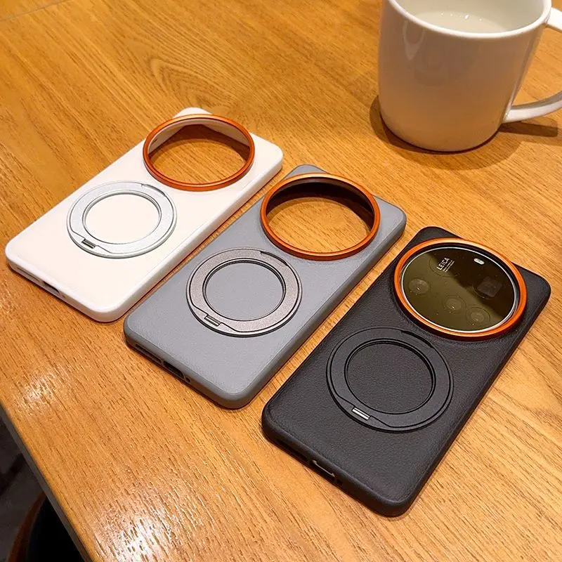 Luxury Business Magnetic Rotating Stand Leather Case with Shockproof Bumper