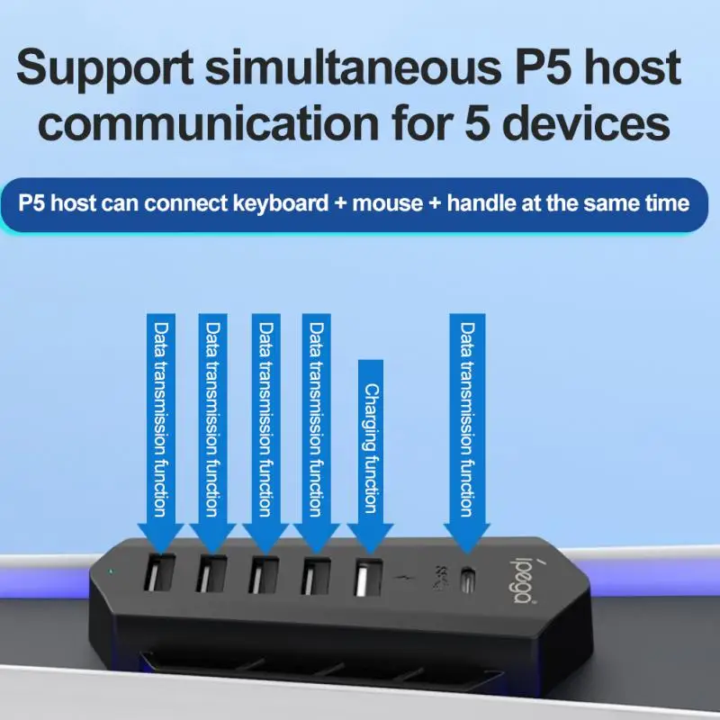 

Концентратор USB 2,0 6-в-1 Для клавиатуры/мыши/PS5, цифровая версия/ПЗУ