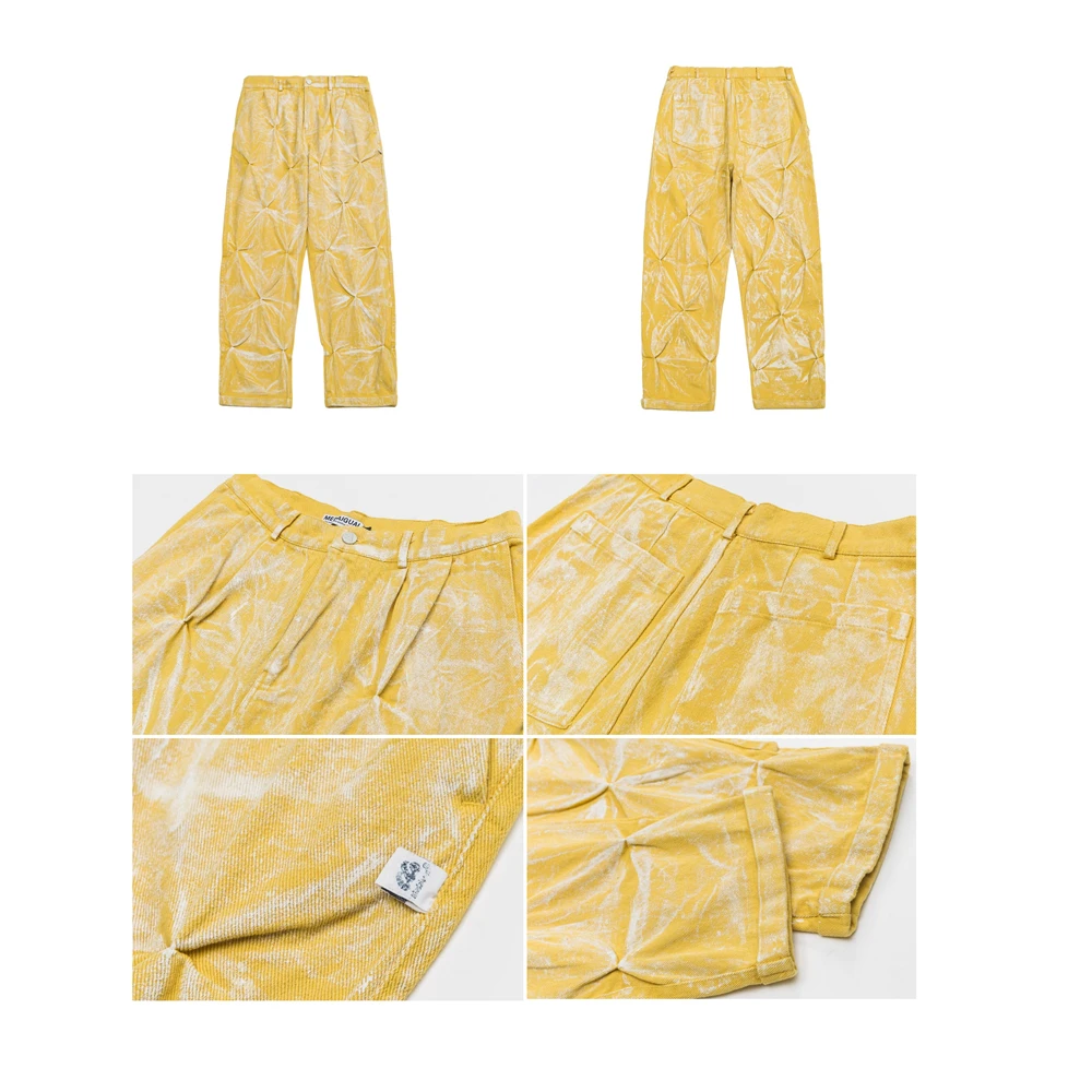 Description Picture 2 of itemKorean Fashion High Quality Pleated Washed Harem Cargo Pants For Men Clothing Hip Hop Skateboard Baggy Pants Streetwear Trousers