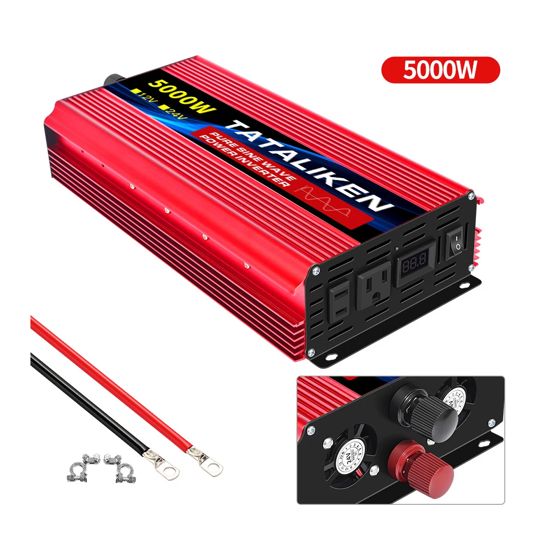 Pure Sine Wave 2000W/5000W Power Converter For 12V And 24V To 110-220V Inverter
