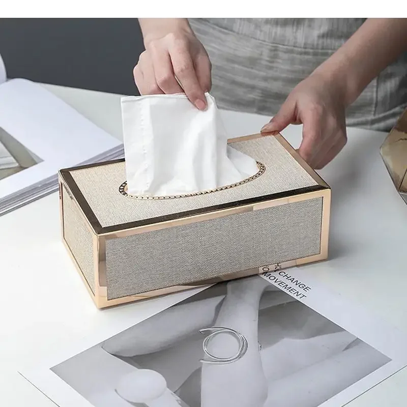 

Rectangular Tissue Box Leather Storage Napkin Paper Towel Acrylic Desktop Holder Organizer Boxes