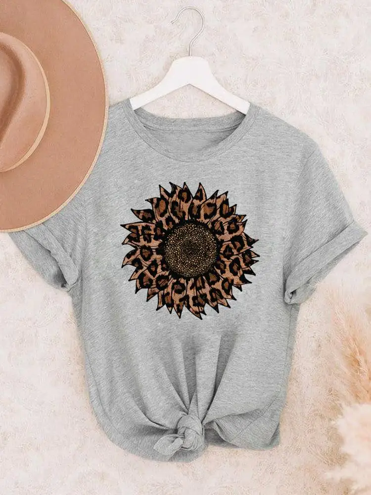 

Women Flower Leopard 90s Lady Print T Top Clothing Tee Summer Casual Cartoon Graphic Cartoon Fashion Tshirts T-Shirt