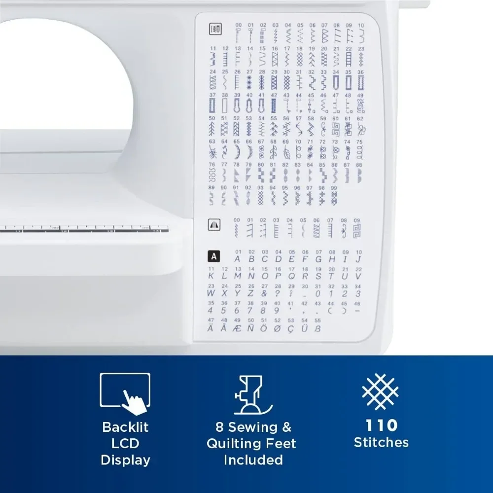 Sewing and Quilting Machine, Computerized, 165 Built-in Stitches, LCD Display, Wide Table, 8 Included Presser Feet, White 4