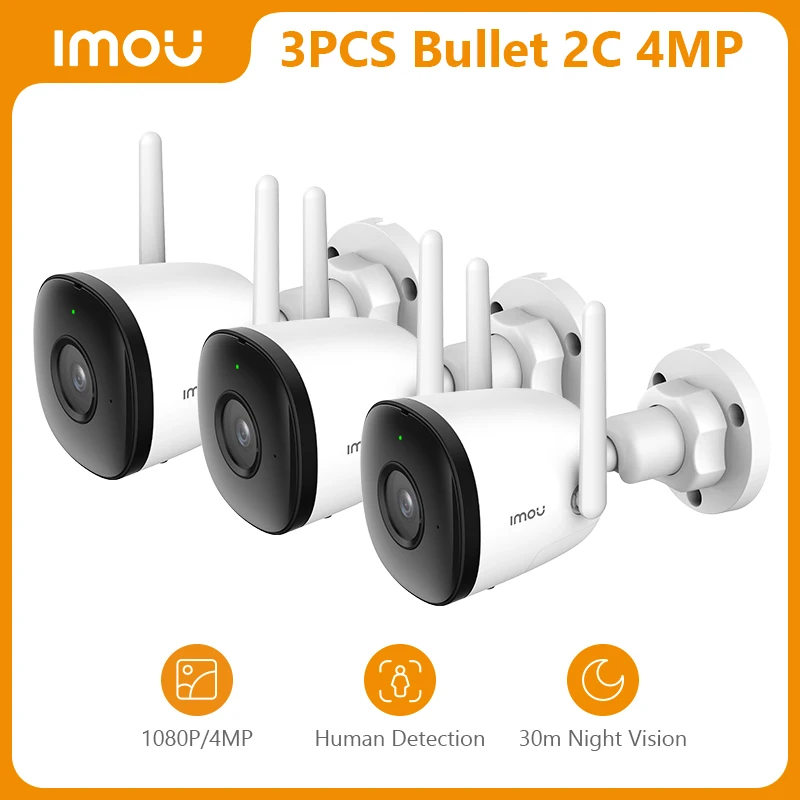 3PCS IMOU Bullet 2C 4MP Wifi Outdoor Surveillance Camera