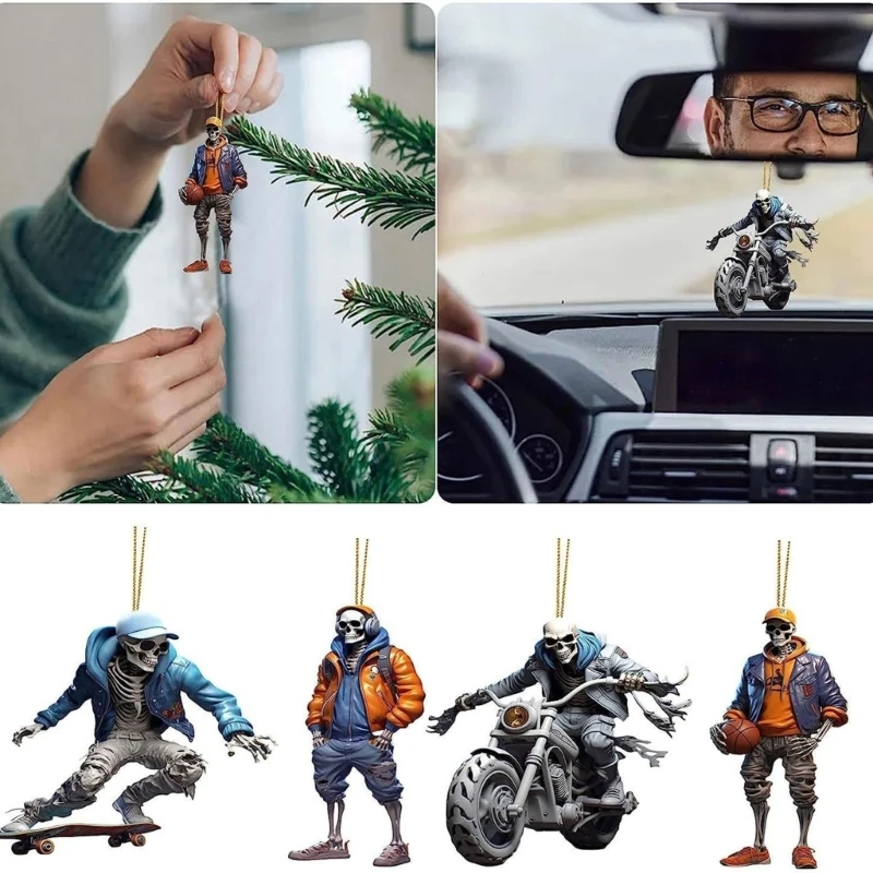 

Mysterious Halloween Skeleton Pendant Cool Skul Statue Pendant for Halloween Decor and Car Ornament DropShip