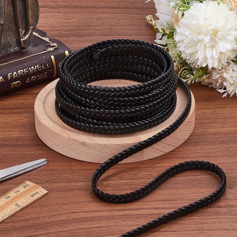 5M PU 가죽끈 플랫 블랙 8x3mm 5.47야드(5m)/개