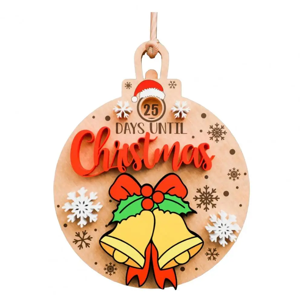 thumbnail image 1 of Adornos de cuenta regresiva para Navidad, corona de madera de Papá Noel, media, campana colgante, días hasta Navidad, decoraciones colgantes para puerta y árbol, 1 of 5