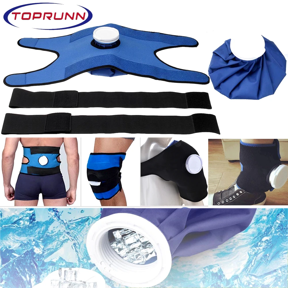 Shoulder Knee Ankle Waist Brace with Ice/Hot Compress Cloth Pack Holder Ice Bag Reusable Fixing Band Bandage for Sprain Swelling