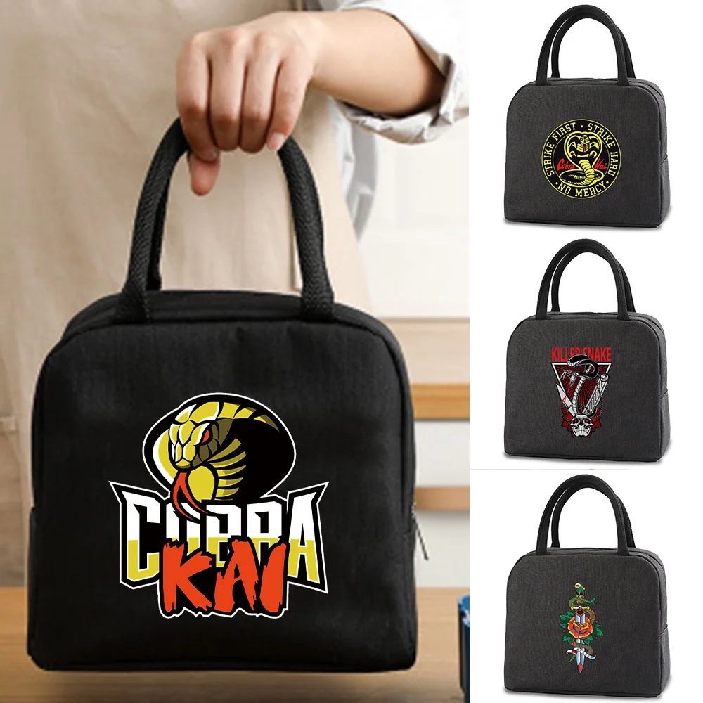 

Portable Thermal Lunch Bags for Women Kids Men Fashion Picnic Cooler Lunch Bag Cobra Print Insulated Travel Food Tote Bags Box