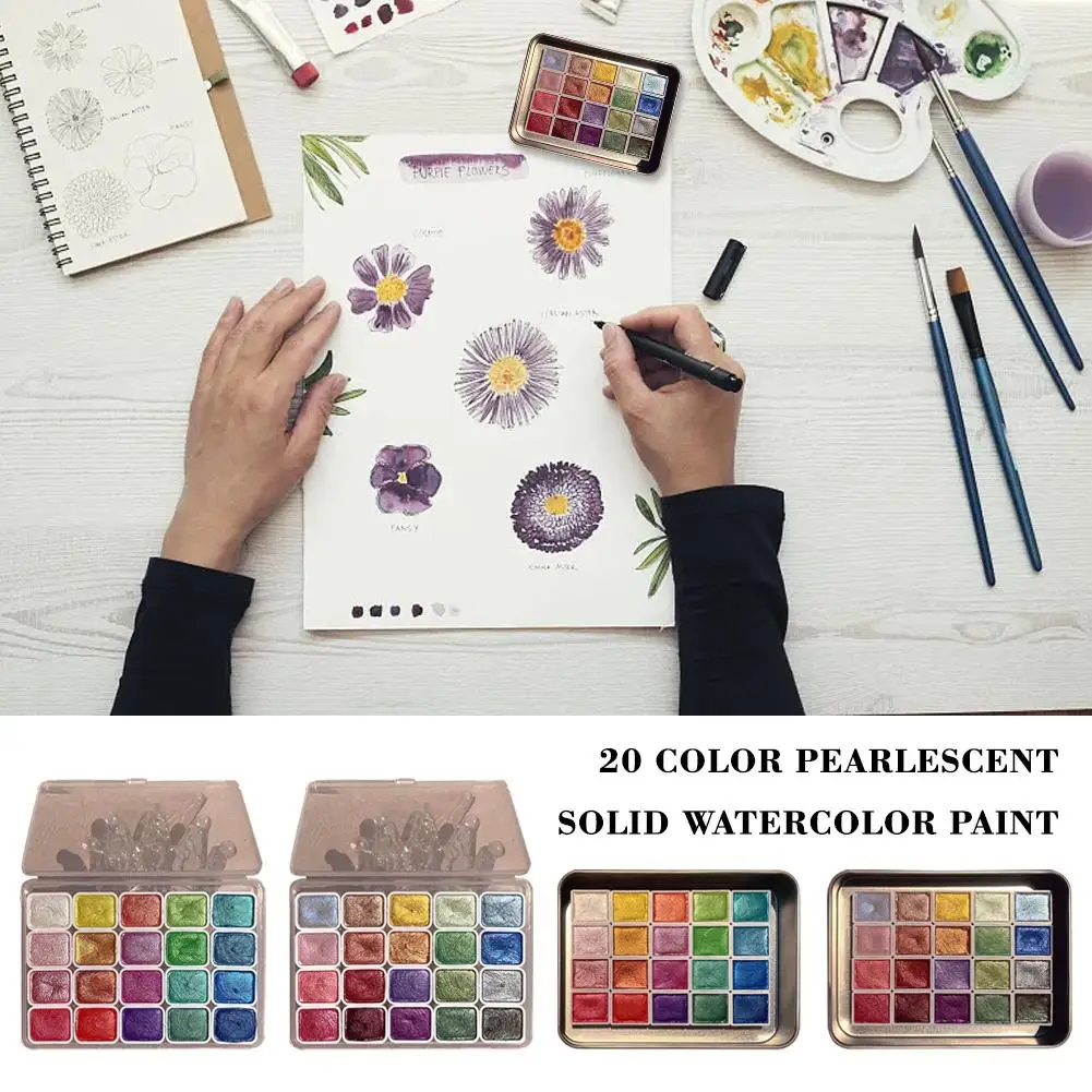 

20 Color Pearlescent Solid Watercolor Paint Nail Hand-painted Candy Colors Macaron Pearlescent Design Series Flash Metal N8x9