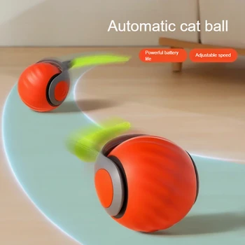 Balle roulante interactive et automatique pour chats, avec fausse queue, rechargeable par USB, pour amuser et entraîner les animaux. 1