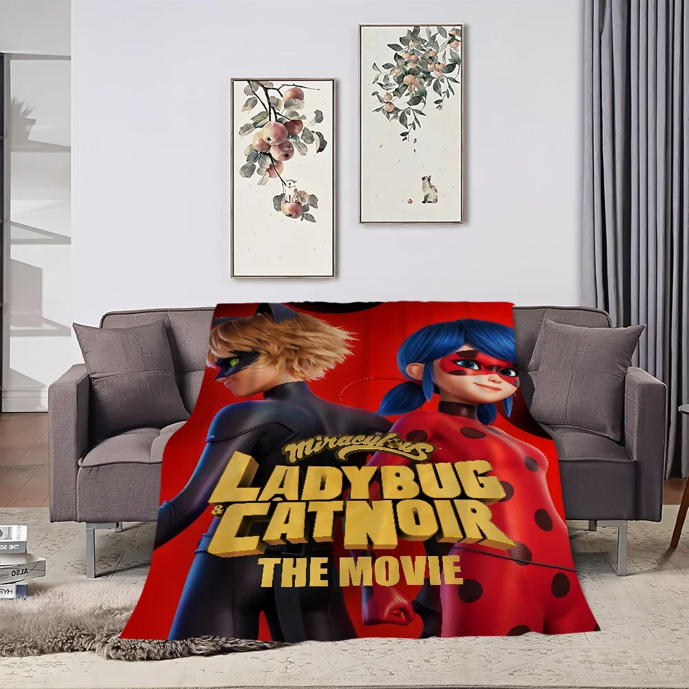 Cartoon M-MiraculousES Cat L-LadybugES Blanket Skin friendly comfort warm plush blanket suitable sofa living room office bedroom 3