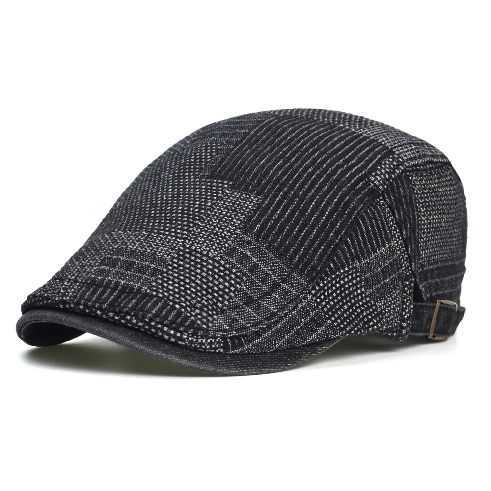 Four Seasons Soft Denim Beret Hat Washed Distressed Peaked Cap Adjustable Cotton Newsboy Cap Vintage Ivy Hats Flat 5