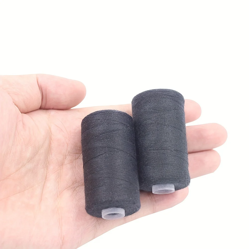 Set of 2 Durable Black and White Polyester Sewing Threads - 500M Each