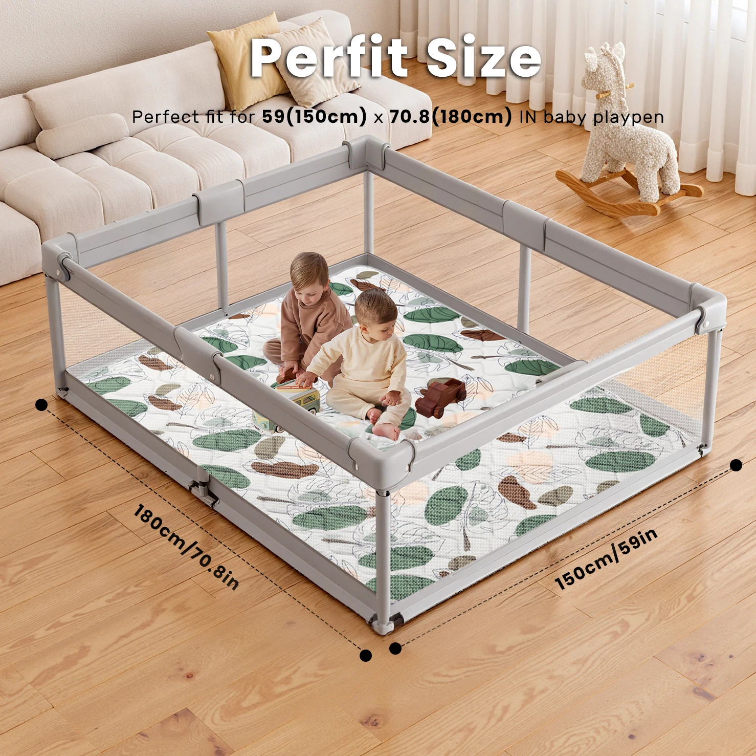 Extra Thick Baby Play Mat (50x50 in) for Playpen and Crawling,