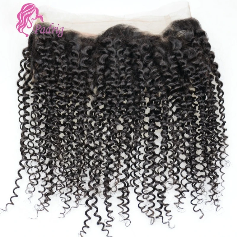 Kinky Curly 360 Full Lace Human Hair Frontal Brazilian Remy Hair 10-20 Inch Natural Color Transparent Swiss Lace Pre-Plucked