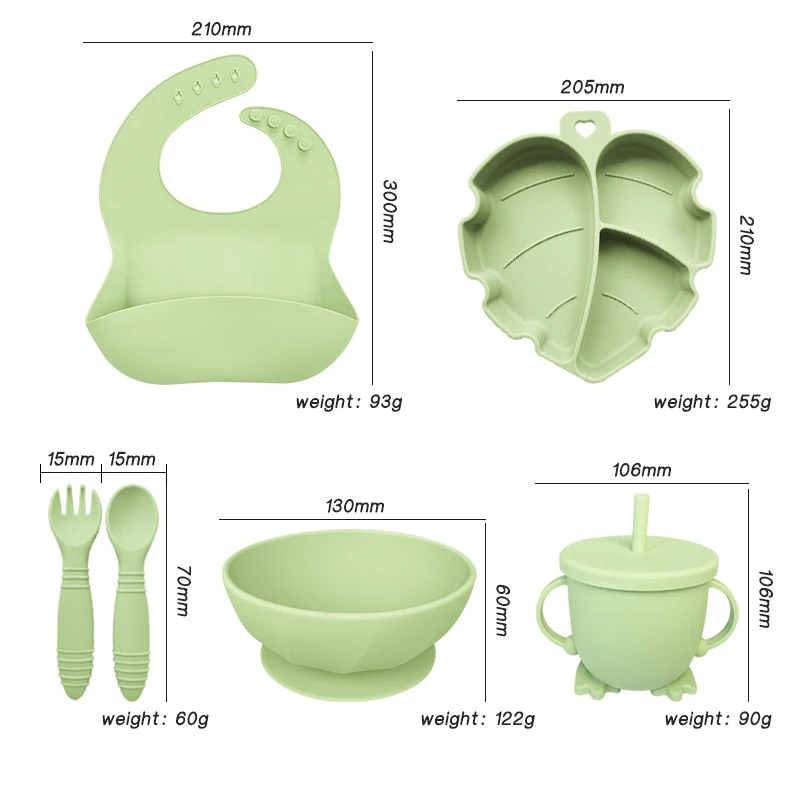 6pcs/set Silicone Baby Feeding Set BPA Free Baby Feeding Set