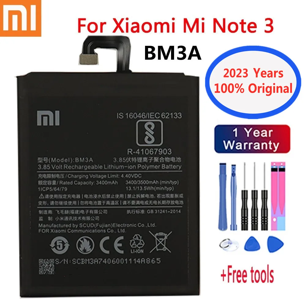 

Xiao Mi Original Phone Battery BM3A For Xiaomi Mi Note 3 Note3 Replacement Battery 3500mAh High Capacity Moblie Phone Batteries