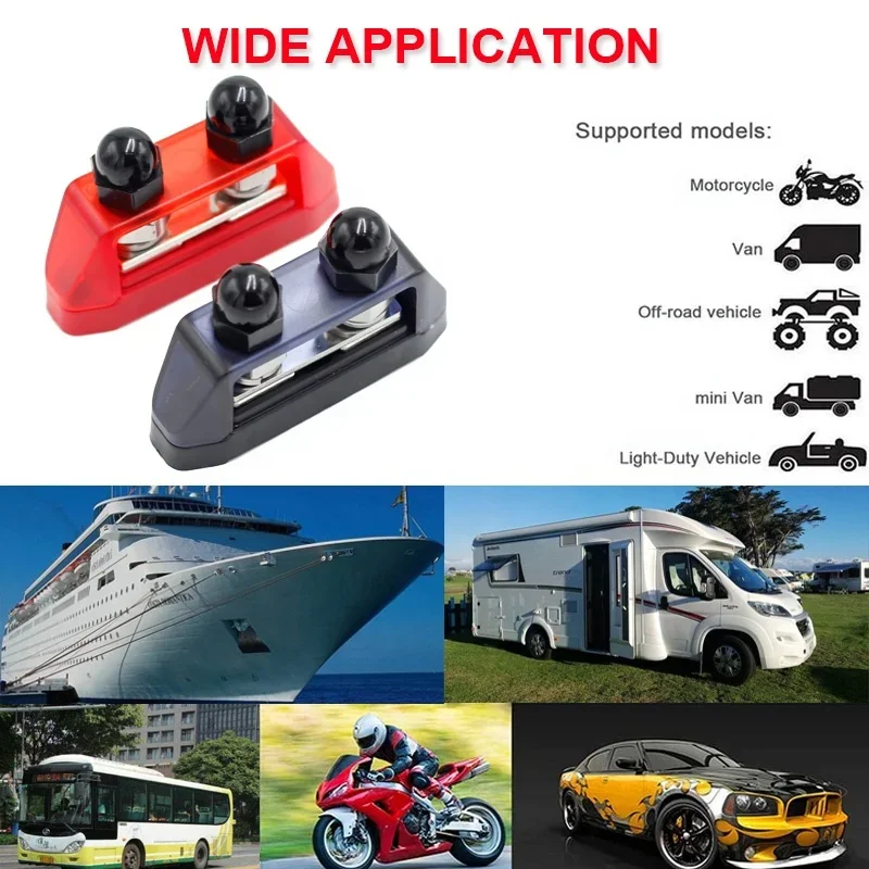 DC 12V 250A Marine Automotive Solar System Bus Bar Power Distribution Block M8 Dual Studs Battery Bus Bar Wire Connectors Busbar Connector
