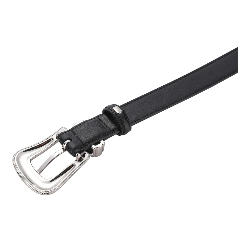 2024 Luxury Designer Women Belt Genuine Leather Female Fashion Lady Metal  Belt Buckle 2.3cm Waistband Simple Solid Color Trendy