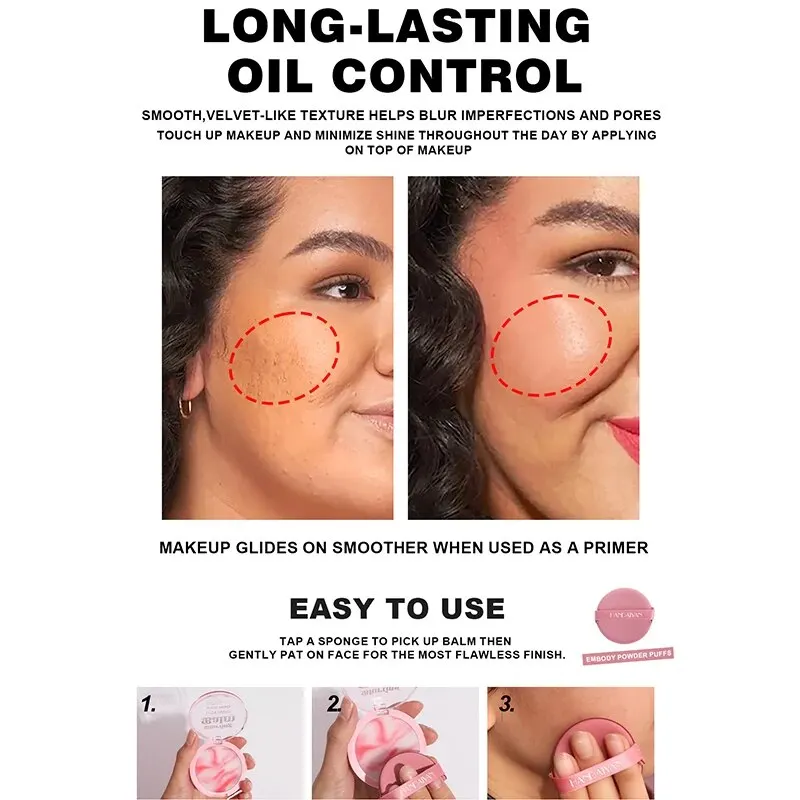 Setting Powder Concealer Powder Light Mist Waterproof Oil Control Matte Concealer Setting Cream with Puff