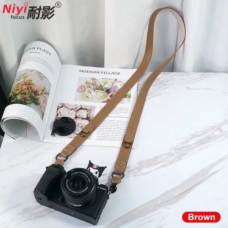 Premium Leather Camera Shoulder Strap - Universal Fit for SLR, DSLR, and Mirrorless Cameras