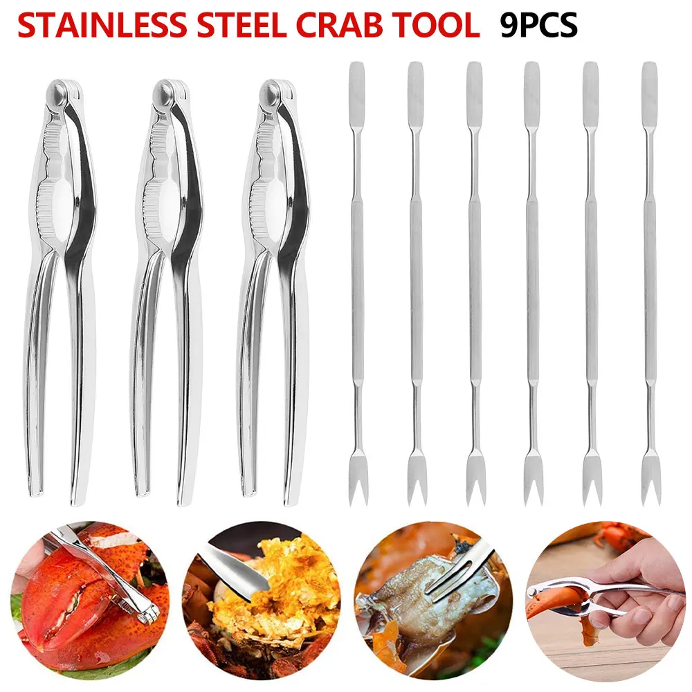 Seafood Tools Set with 6Pcs Forks 3Pcs Sheller