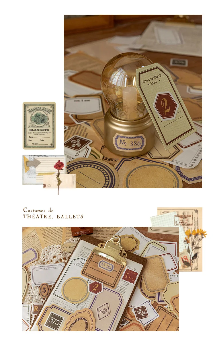 100 Stück Vintage-Dekorpapier, DIY-Scrapbooking-Material, Etikettenpapier für Tagebuch, Notizbuch, Planer, handgefertigte Bastelbedarf – Detail 10