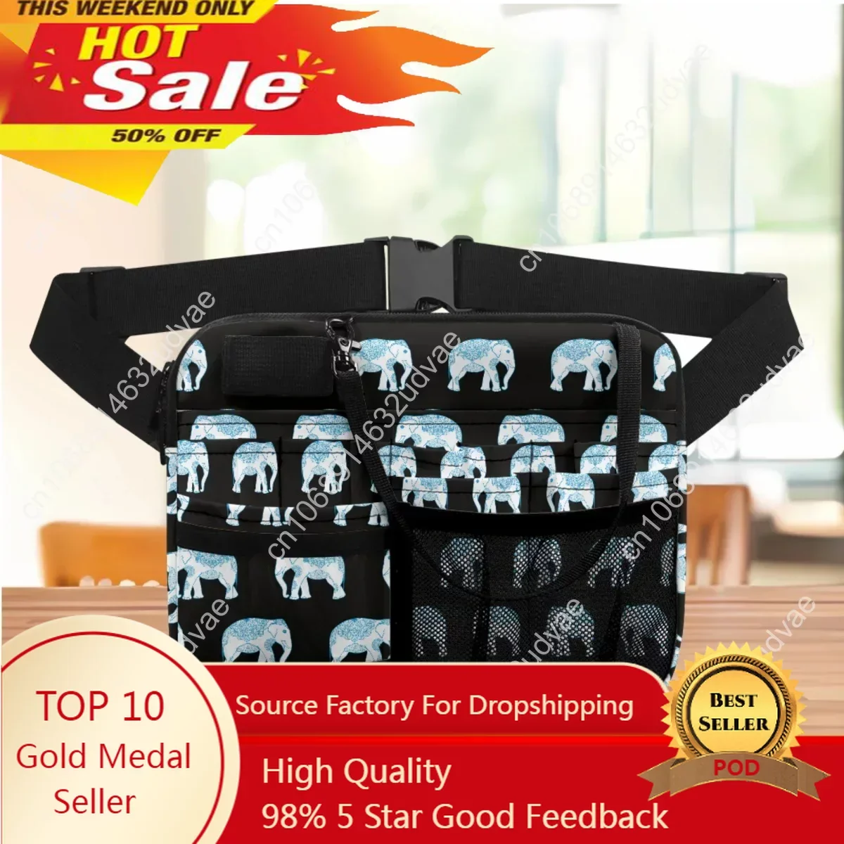 Multi Pocket Adjustable Nurse Waist Bag Bohemian Elephant Designer Casual Utility Belt Bag Physician Assistants Organizer Pouch