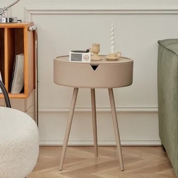 크림 찻상 거실 작은 소파 사이드 라운드 테이블, 침대 옆 테이블, 간단한 발코니 테이블, 작은 집 가구, 북유럽 메사스