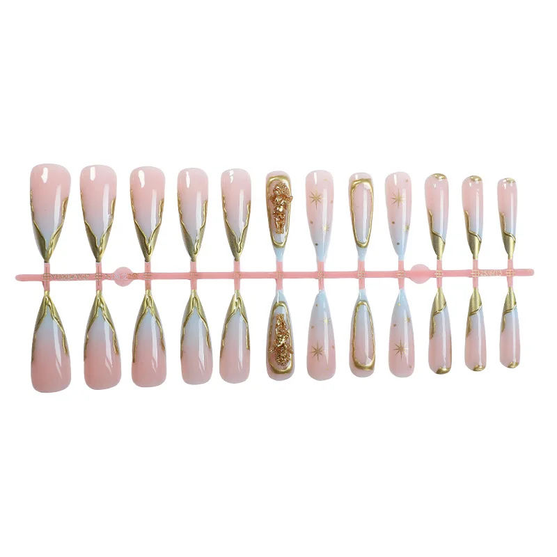 24개/1박스 가짜 손톱 누드 프렌치 가을 3D 유럽-미국 그라데이션 프레스온 네일 팁 여성 또는 친구를 위한 이상적인 선물