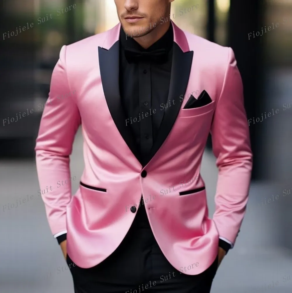 

New Satins Men Formal Occasion Prom Party Perform Tuxedos Groom Groomsman Wedding Male Suit 2 Piece Set Blazer Pants A9