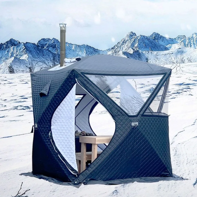 Thickened Winter Fishing Outdoor Tents Convenient Chimney Large Space Warm Tents Snow-proof Multifunctional Camping Supplies 3