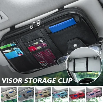 Car Sun Visor OrganizeCar Sun Visor Organizer Multi-Pocket Storage Pouchr Multi-pocket Zipper Auto Truck SUV Storage Pouch Bills Pen Card Glasses Holder Car Accessories Gadget 1