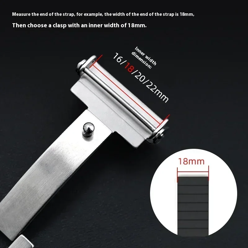 316L 솔리드 스테인레스 스틸 시계 밴드 접이식 버클 16mm 18mm 20mm 22mm 더블 푸시 나비 안전 걸쇠 시계 액세서리