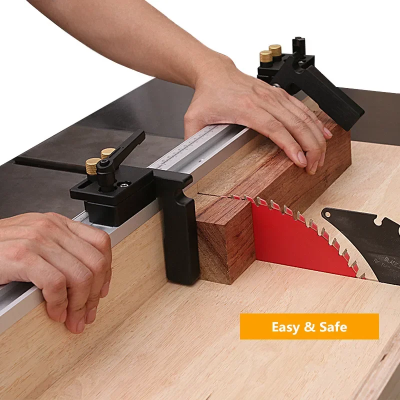 Adjustable Aluminum Alloy T-Track Limiter with Movable Scale for Woodworking Saw Table and Miter Workbench