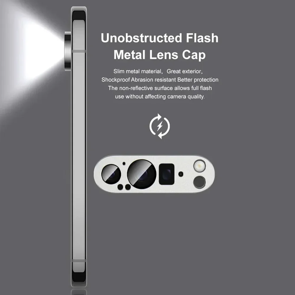 Durable Rear Metal Camera Bezel Cover with 9H Tempered Glass Protector