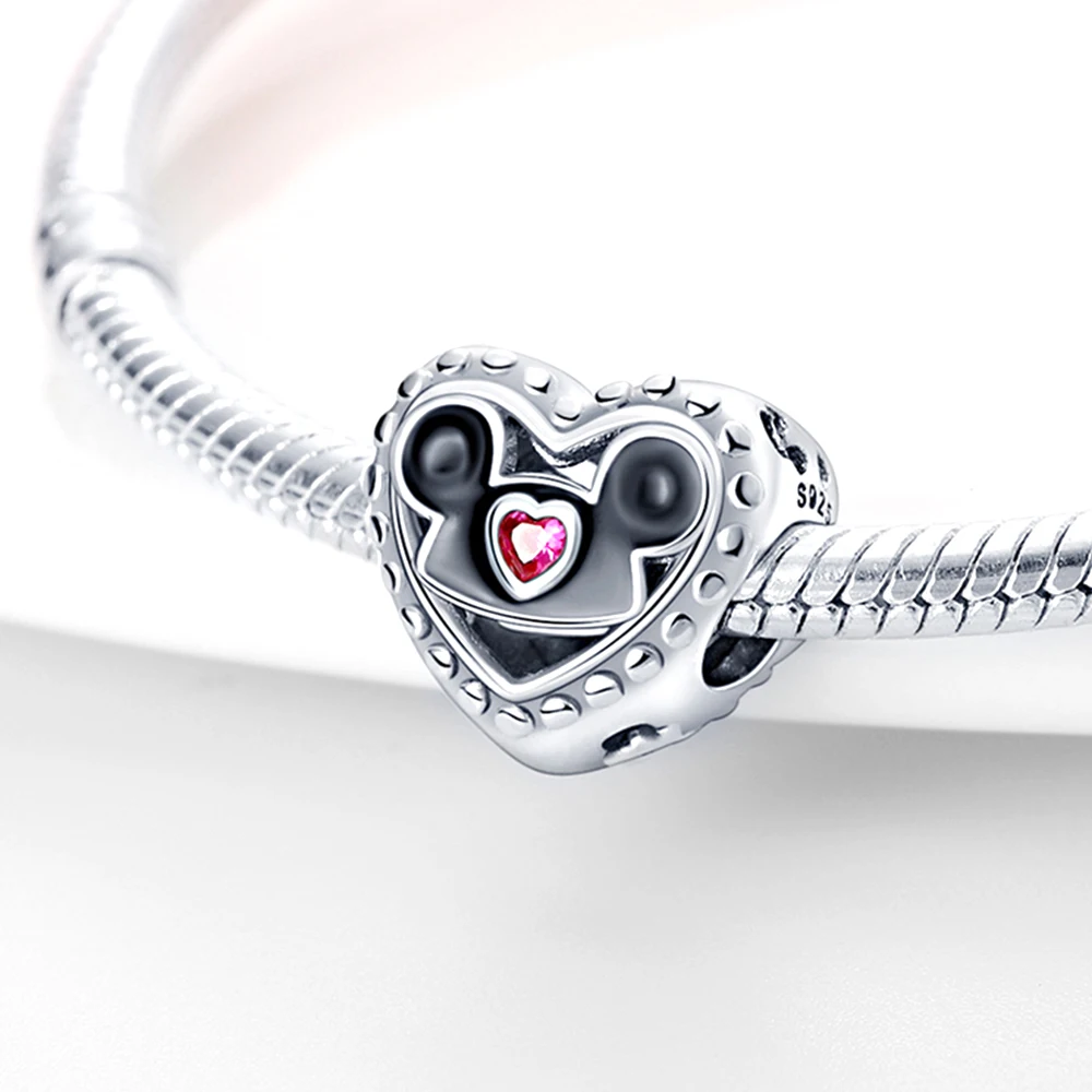 Rose Gold Heart Shape Silver Colour Charm for Women Festival Jewelry Gift Fit DIY Bracelet Necklace Chrams