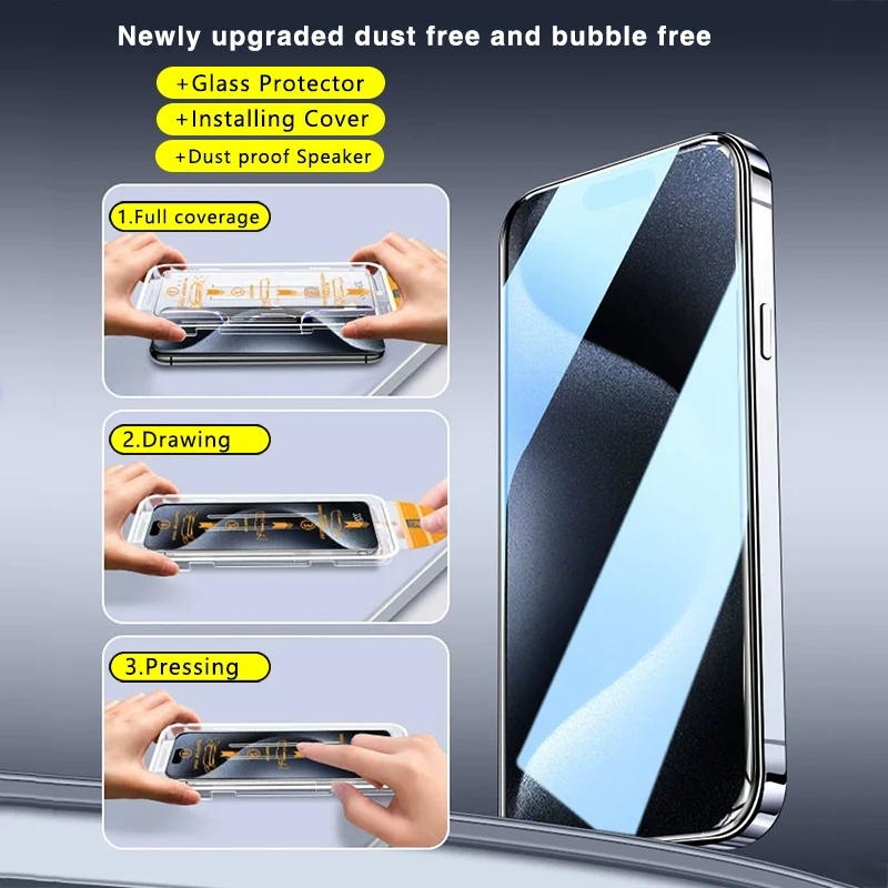 Protezione Dello Schermo A Copertura Totale Senza Polvere E Senza Bolle Per Iphone 15 14 13 12 11 Pro Max Xs Xr Delivery Mount Aids Vetro Temperato