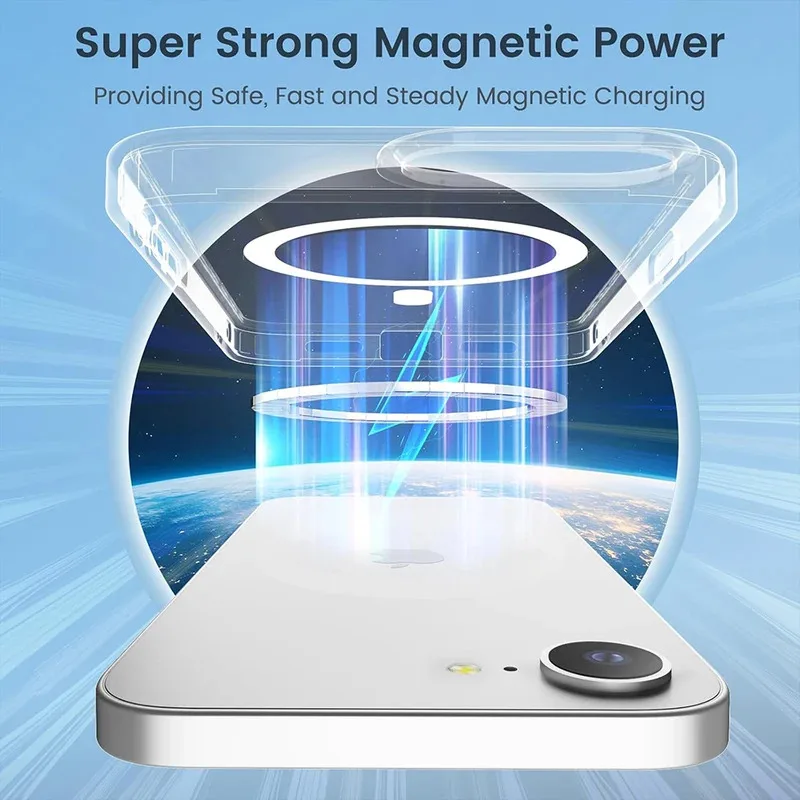 Enhanced Magnetic Hybrid Shockproof Clear Case with Silicone Shell